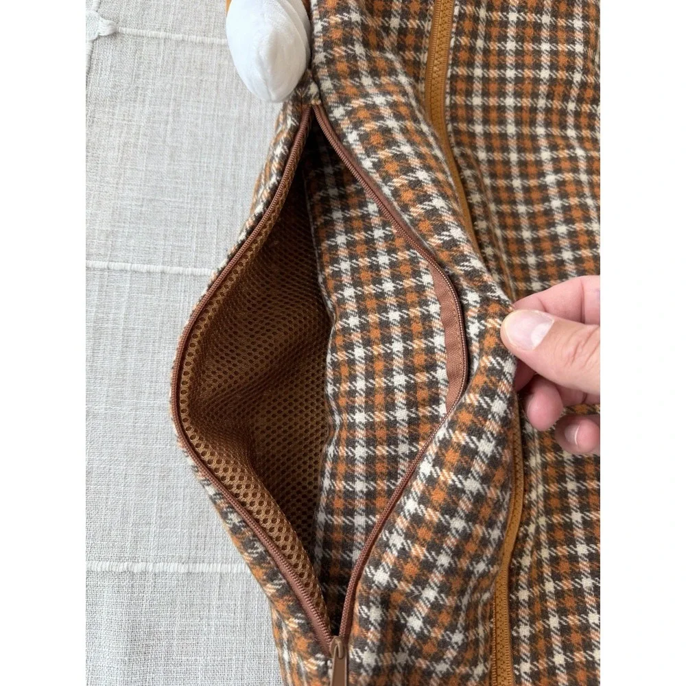YogaPets Yoga Mat Carrier Bag FOX Brown Plush Plaid Tote tail strap zipper